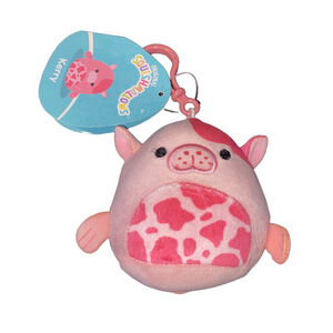 Squishmallows Kerry Pink Fuchsia Cow Stuffed Animal Key Chain NWT